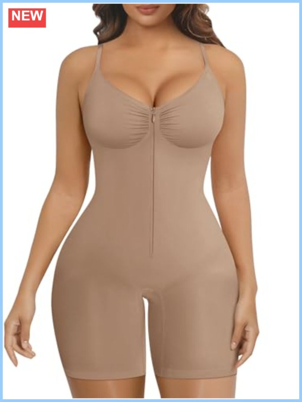 Seamless Zip-Up Shapewear Bodysuit Tummy Control Body Shaper